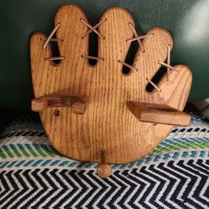 Wooden Baseball Glove Wall Rack